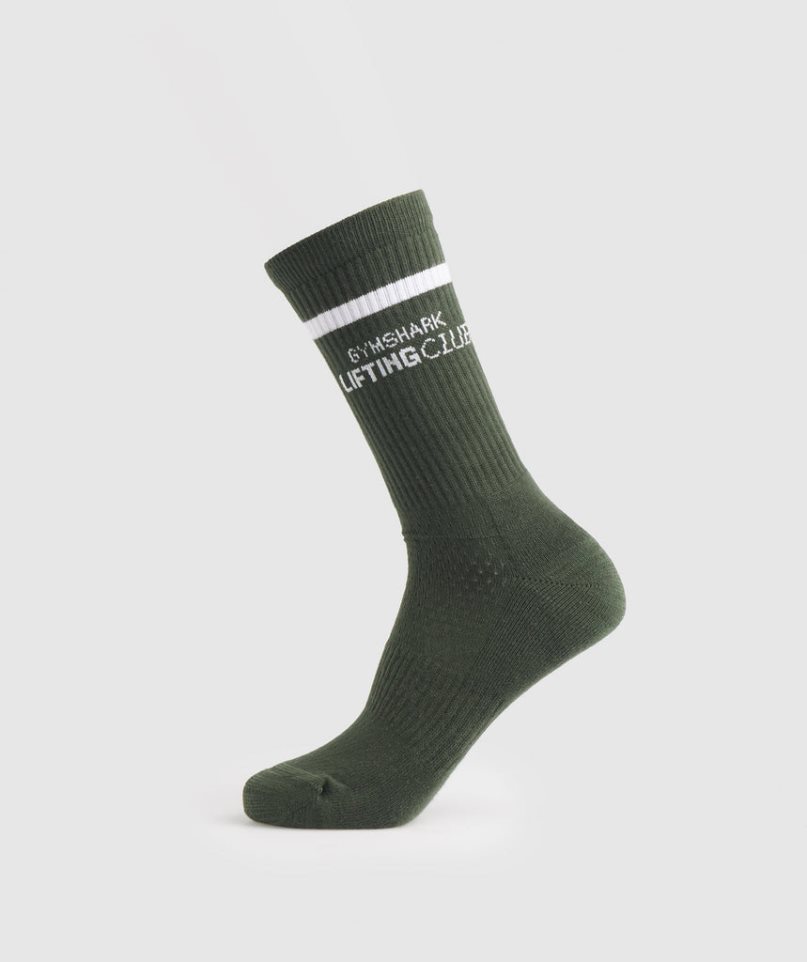 Gymshark Social Club Double Stripe 1pk Socks Olive | NZ 2GARYB